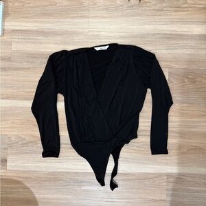 Mango - Black Wrap Body Suit - Medium